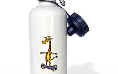 All Smiles Art Giraffes – Funny Giraffe Using Motorized Skateboard – 21 oz Sports Water Bottle (wb_224780_1)
