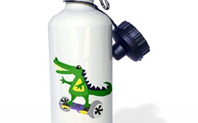 All Smiles Art Sports and Hobbies – Funny Alligator Using Motorized Skateboard – 21 oz Sports Water Bottle (wb_224790_1)