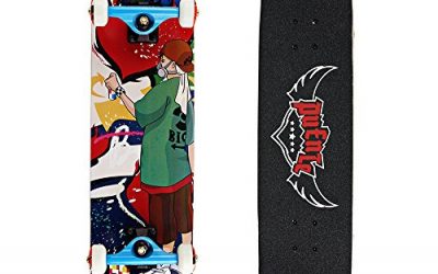 Senmi Adult’s Complete Skateboard 31 Inch Graffiti Professional Skateboard Free with Skateboard Bag Multi